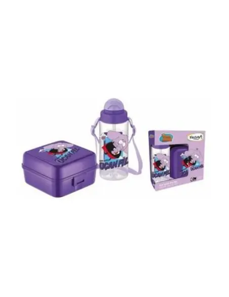 Pack lunch box + plastic straw bottle Elephant