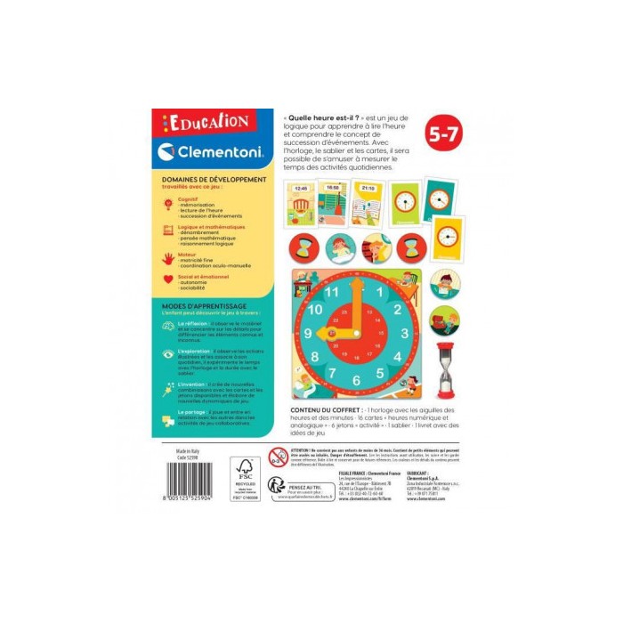 Clementoni Education Horloge Tic-Tac 5-7ans 5 - 7 ans -
