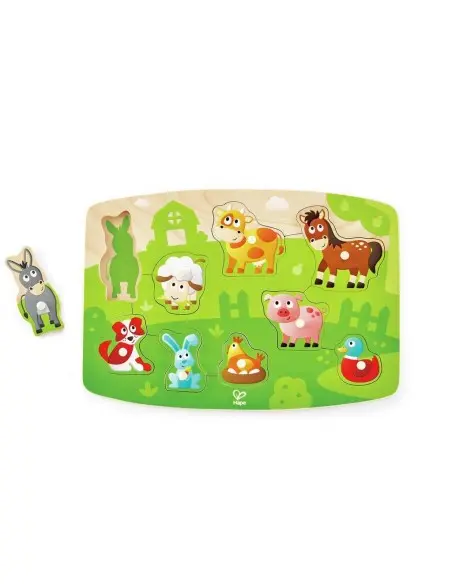 Hape Puzzle à boutons animaux de la ferme 2ans+ Puzzle - Hape