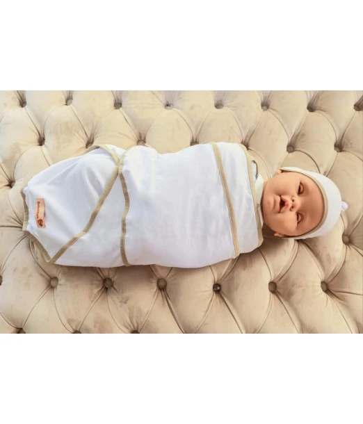 Swaddling blanket - White/Beige 2