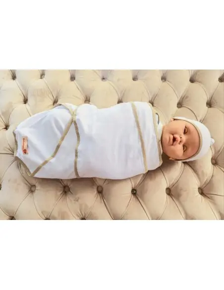 Couverture d'emmaillotage - Blanc/Beige Emmaillotage - Maroc