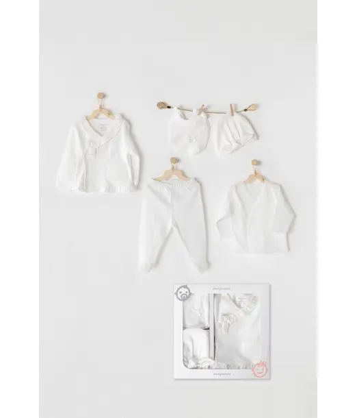 Coffret Naissance 100% Coton 5 Pièces Blanc Chic Pyjama bébé 