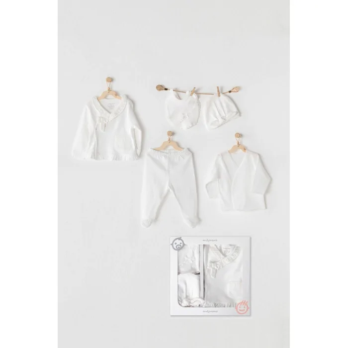 Coffret Naissance 100% Coton 5 Pièces Blanc Chic Pyjama bébé 