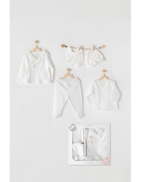 Coffret Naissance 100% Coton 5 Pièces Blanc Chic Pyjama bébé 