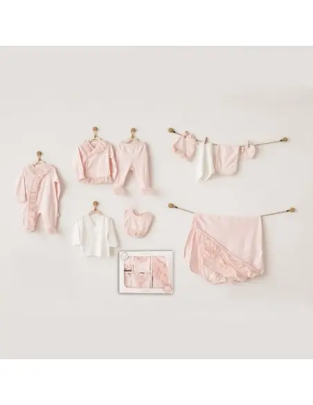 Coffret naissance 100% coton 10 pièces Corail Chic Pyjama bébé