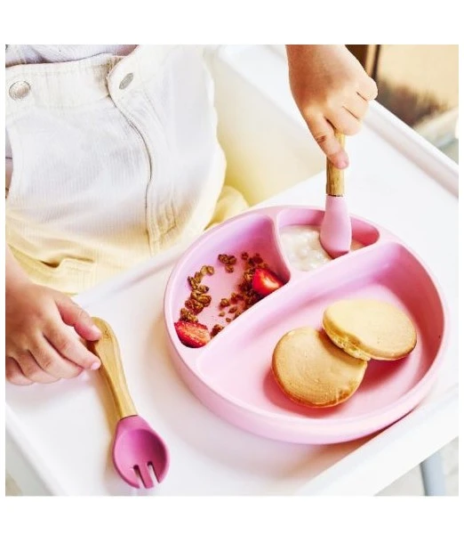 Minikoioi multi-compartment plate with silicone suction – pink 2