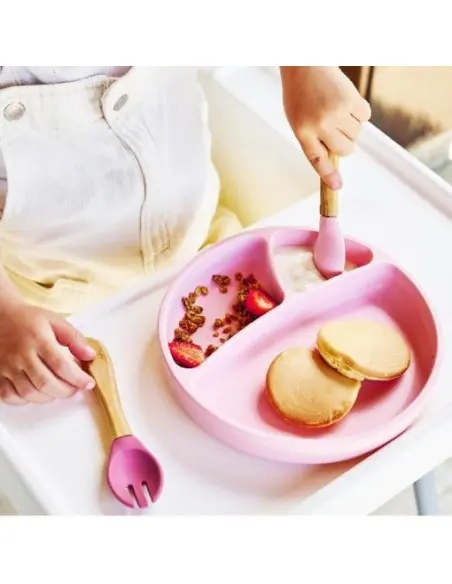 Minikoioi multi-compartment plate with silicone suction – pink — photo 2