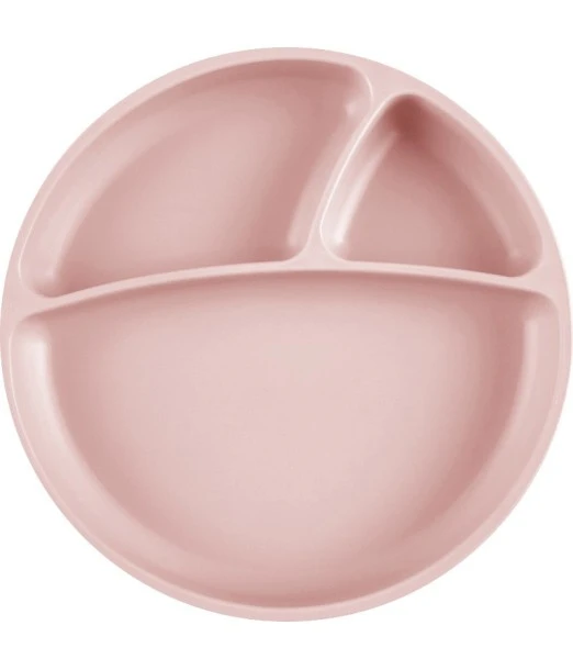Minikoioi multi-compartment plate with silicone suction – pink