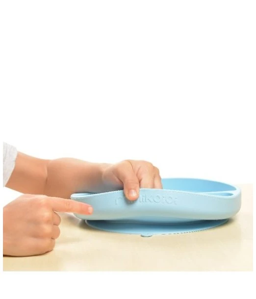 Minikoioi silicone multi-compartment plate with suction base — blue 2