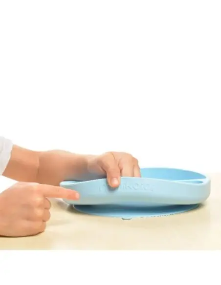 Minikoioi silicone multi-compartment plate with suction base — blue — photo 2