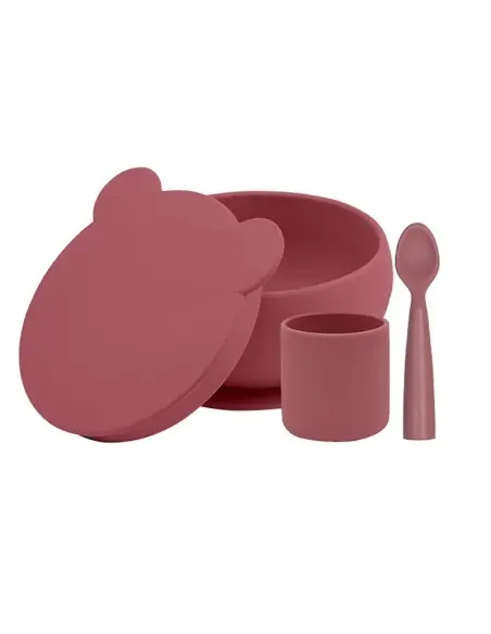 Minikoioi silicone set: bowl, cup, spoon – Velvet Red