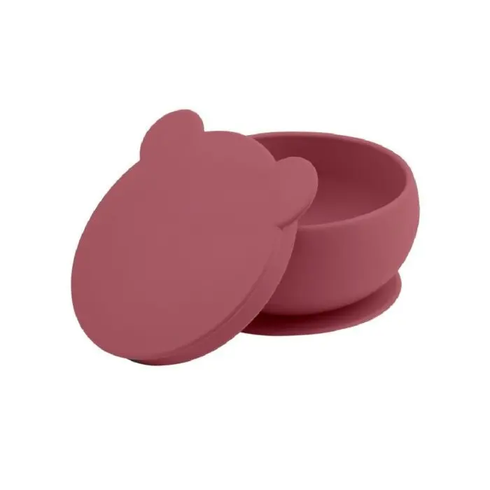 Minikoioi Set En Silicone: Bol Gobelet Cuillere – Rouge Velvet.