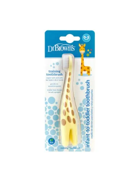 Dr. Brown's - Brosse à dents 0-3A - Girafe Brosse et Peigne -