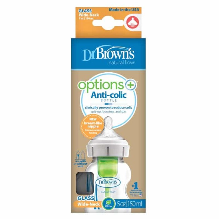 Dr. Brown's - Biberon en verre 150ml Cole large Accueil - Dr