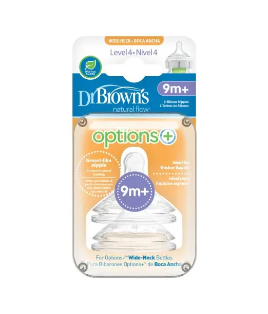 Dr. Brown's - Pack de 2 tétines Cole étroit L4 9M+ Tétines -