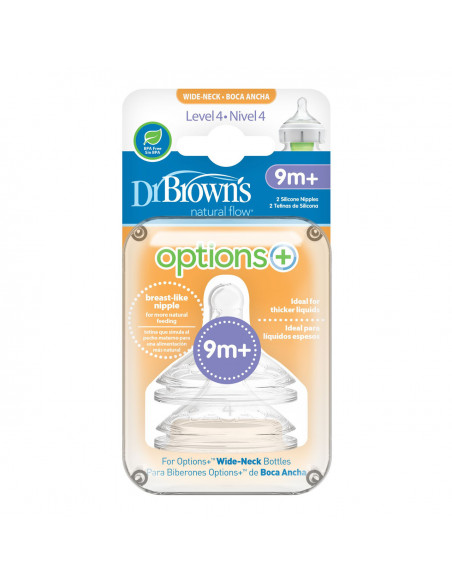 Dr. Brown's - Pack de 2 tétines Cole étroit L4 9M+ Tétines -