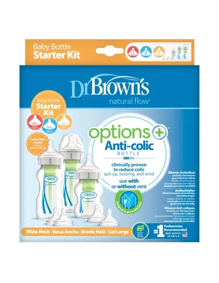 Dr Brown's Options+ baby bottles kit anti-colic wide neck