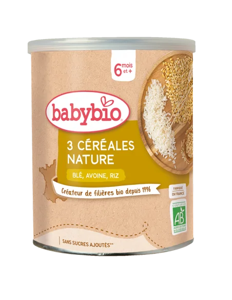 BabyBio Céréales Infantiles 3 Céréales Nature Blé Avoine Riz