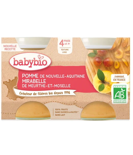 Babybio baby food jar Apple and Mirabelle plum (From 4 months)