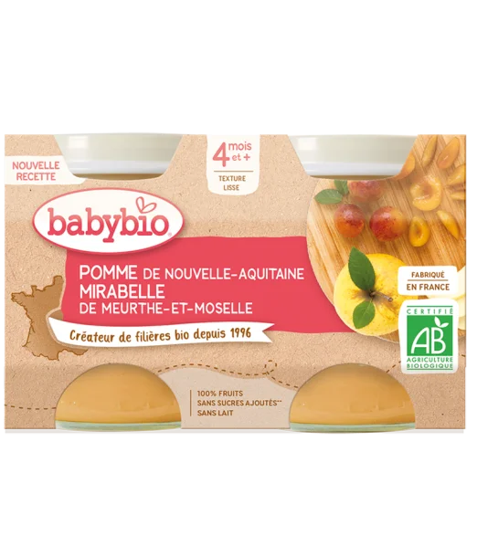 Babybio Petit Pot Pomme Mirabelle (Dès 4mois) Accueil -