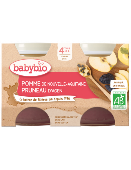 Babybio Petit Pomme Pruneaux (Dès 4mois) Céréales & Compotes -