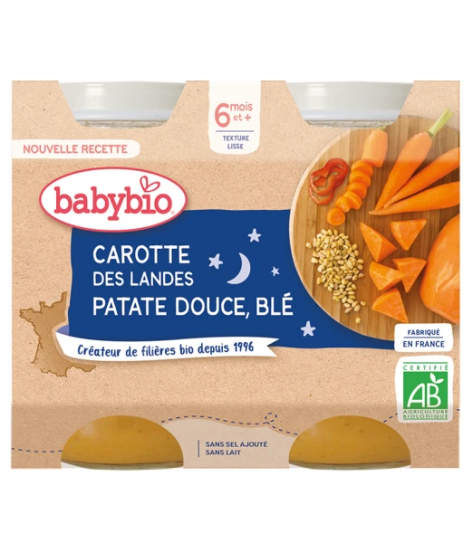 Babybio carrot, sweet potato and wheat 2x200g from 6 months