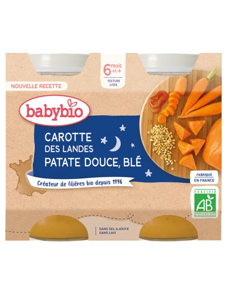Babybio carrot, sweet potato and wheat 2x200g from 6 months