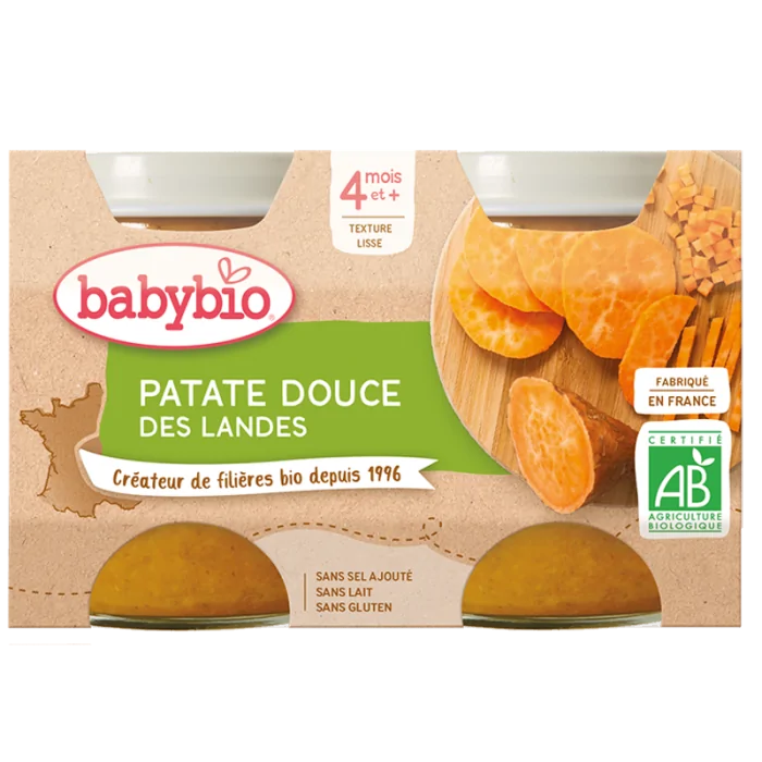 Babybio Patate Douce 2x130g 4m+ Céréales & Compotes - Babybio