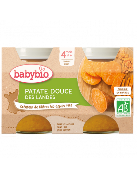 Babybio Patate Douce 2x130g 4m+ Céréales & Compotes - Babybio