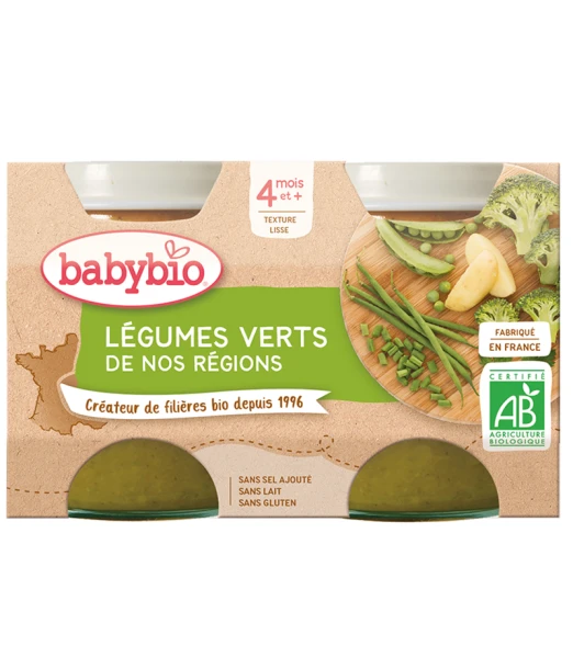 Babybio Green vegetables 2x130g from 4 months
