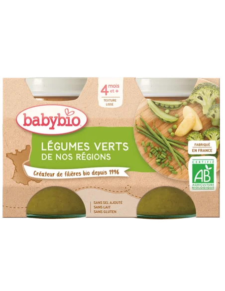 Babybio Green vegetables 2x130g from 4 months
