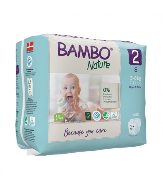 Couches Bambo Nature Taille 2 (3-6kg) 30 unités, Couches bébé - Puériculture Maroc