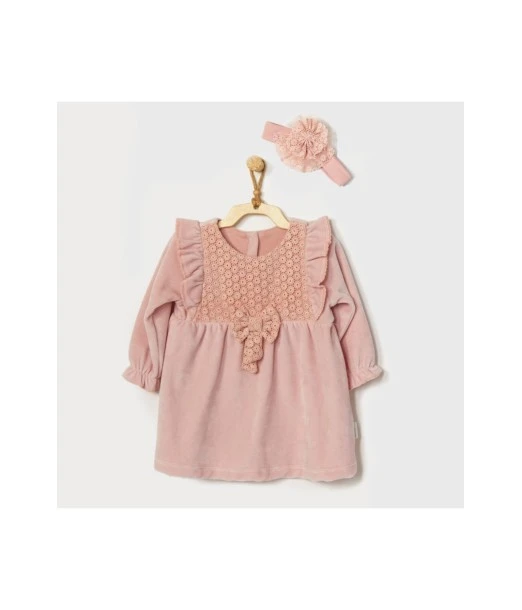 Stylish pink velvet baby dress
