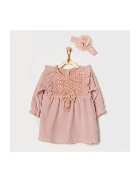 Stylish pink velvet baby dress