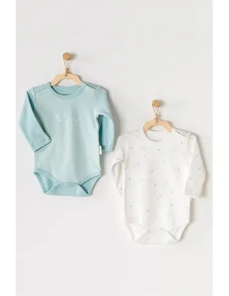Pack of 2 Dragonfly long-sleeved 100% cotton bodysuits