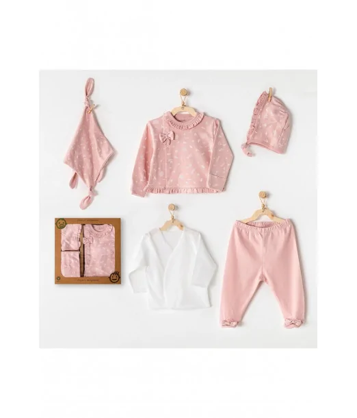 Coffret Naissance 100% Coton 5 Pièces Rose Chic Pyjama bébé -