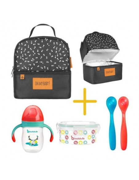 Sac Repas Isotherme Pick & Go + 1 Contenant 300ml + 1 Tasse + 2