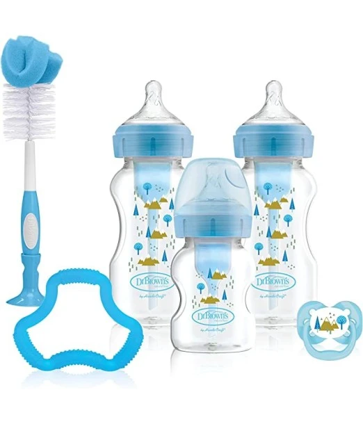 Dr Brown's anti-colic wide-neck baby bottles gift pack - Blue