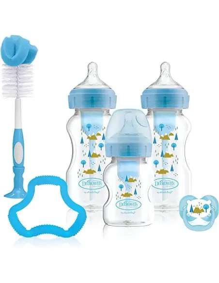 Dr Brown's anti-colic wide-neck baby bottles gift pack - Blue