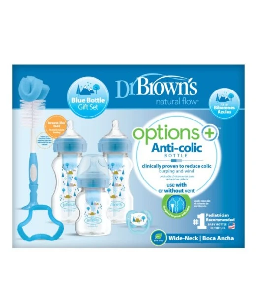 Dr Brown's anti-colic wide-neck baby bottles gift pack - Blue 2