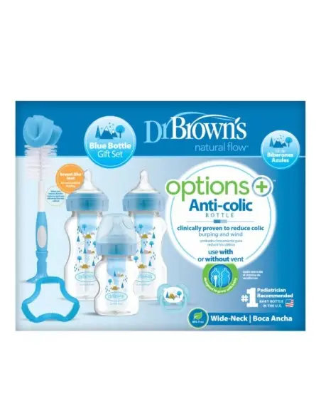 Dr Brown's anti-colic wide-neck baby bottles gift pack - Blue — photo 2
