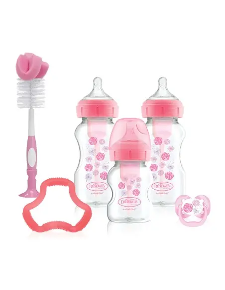 Dr Brown's wide-neck anti-colic baby bottles gift set - Pink