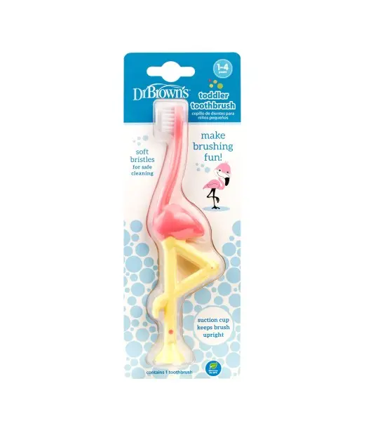 Dr Brown's Brosse à dents 0 - 4ans Flamant Rose Soin du périnée