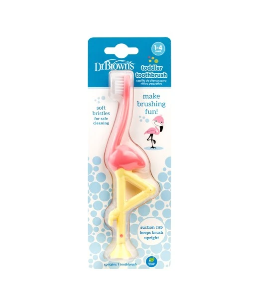 Dr Brown's Pink Flamingo toothbrush from 0 to 4 years