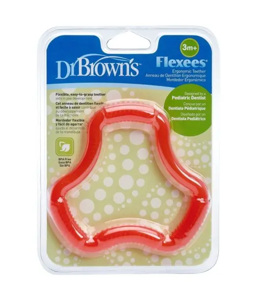 Dr Brown's Anneau de dentition Flexees 3m+ Rouge Anneau de 2