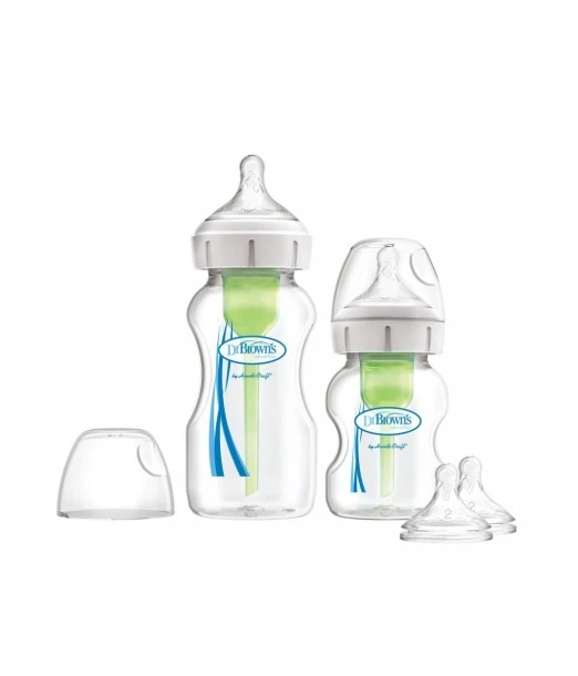 Dr Brown's Pack of 2 baby bottles wide-neck 150 ml and 270 ml + 2 nipples