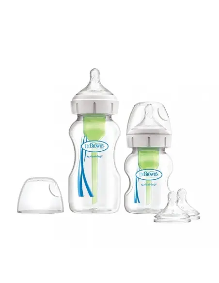 Dr Brown's Pack of 2 baby bottles wide-neck 150 ml and 270 ml + 2 nipples