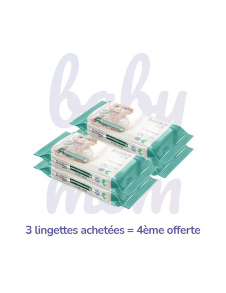 Lingettes Bambo Nature sans parfum x50 - Lot de 4 Lingettes -