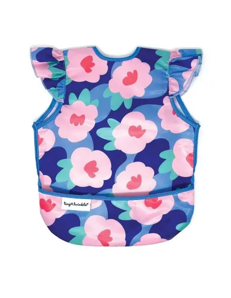 Mess-proof ruffle bib - Blue floral Tiny Twinkle from 6 months