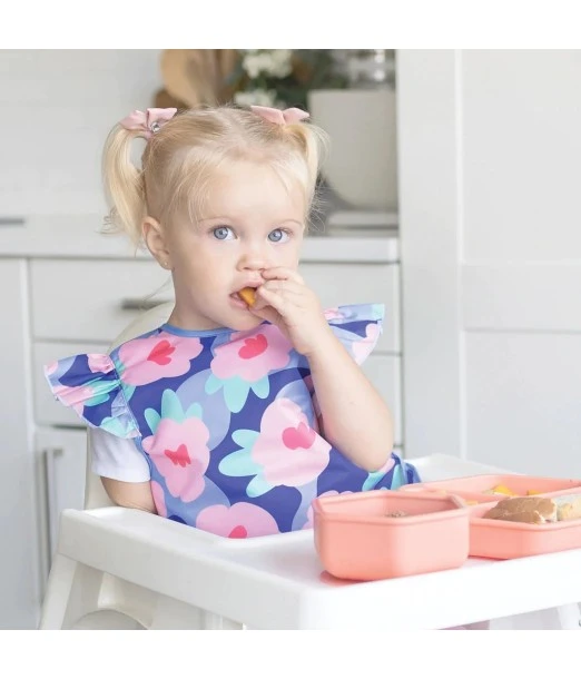 Mess-proof ruffle bib - Blue floral Tiny Twinkle from 6 months 2